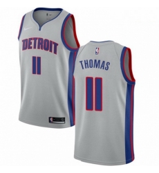 Mens Nike Detroit Pistons 11 Isiah Thomas Swingman Silver NBA Jersey Statement Edition