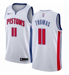 Mens Nike Detroit Pistons 11 Isiah Thomas Swingman White Home NBA Jersey Association Edition