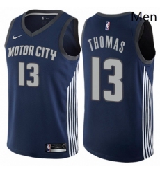 Mens Nike Detroit Pistons 13 Khyri Thomas Authentic Navy Blue NBA Jersey City Edition 