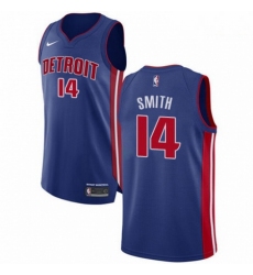 Mens Nike Detroit Pistons 14 Ish Smith Authentic Royal Blue Road NBA Jersey Icon Edition