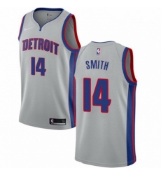 Mens Nike Detroit Pistons 14 Ish Smith Authentic Silver NBA Jersey Statement Edition