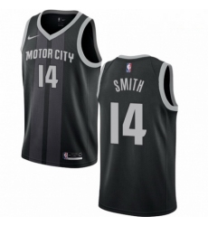 Mens Nike Detroit Pistons 14 Ish Smith Swingman Black NBA Jersey City Edition