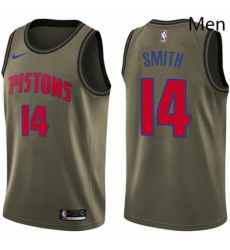 Mens Nike Detroit Pistons 14 Ish Smith Swingman Green Salute to Service NBA Jersey