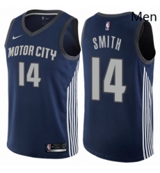 Mens Nike Detroit Pistons 14 Ish Smith Swingman Navy Blue NBA Jersey City Edition