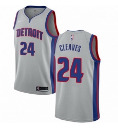 Mens Nike Detroit Pistons 24 Mateen Cleaves Authentic Silver NBA Jersey Statement Edition
