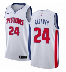 Mens Nike Detroit Pistons 24 Mateen Cleaves Authentic White Home NBA Jersey Association Edition