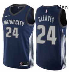 Mens Nike Detroit Pistons 24 Mateen Cleaves Swingman Navy Blue NBA Jersey City Edition