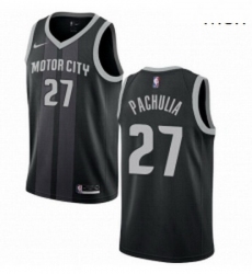 Mens Nike Detroit Pistons 27 Zaza Pachulia Swingman Black NBA Jersey City Edition 