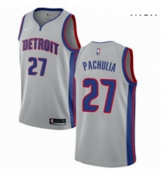 Mens Nike Detroit Pistons 27 Zaza Pachulia Swingman Silver NBA Jersey Statement Edition 