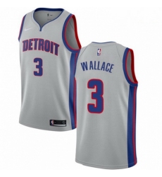 Mens Nike Detroit Pistons 3 Ben Wallace Authentic Silver NBA Jersey Statement Edition