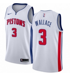 Mens Nike Detroit Pistons 3 Ben Wallace Authentic White Home NBA Jersey Association Edition