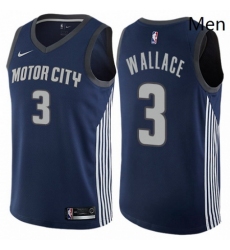 Mens Nike Detroit Pistons 3 Ben Wallace Swingman Navy Blue NBA Jersey City Edition
