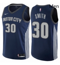 Mens Nike Detroit Pistons 30 Joe Smith Authentic Navy Blue NBA Jersey City Edition