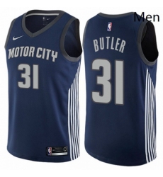 Mens Nike Detroit Pistons 31 Caron Butler Swingman Navy Blue NBA Jersey City Edition