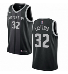 Mens Nike Detroit Pistons 32 Christian Laettner Swingman Black NBA Jersey City Edition