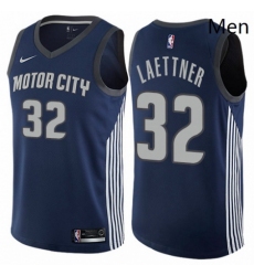 Mens Nike Detroit Pistons 32 Christian Laettner Swingman Navy Blue NBA Jersey City Edition