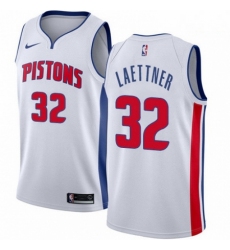 Mens Nike Detroit Pistons 32 Christian Laettner Swingman White Home NBA Jersey Association Edition