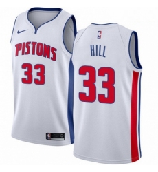 Mens Nike Detroit Pistons 33 Grant Hill Authentic White Home NBA Jersey Association Edition