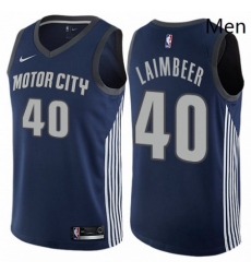 Mens Nike Detroit Pistons 40 Bill Laimbeer Authentic Navy Blue NBA Jersey City Edition