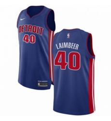 Mens Nike Detroit Pistons 40 Bill Laimbeer Authentic Royal Blue Road NBA Jersey Icon Edition