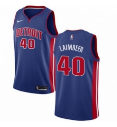 Mens Nike Detroit Pistons 40 Bill Laimbeer Swingman Royal Blue Road NBA Jersey Icon Edition