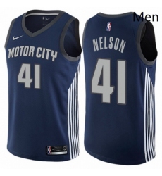 Mens Nike Detroit Pistons 41 Jameer Nelson Authentic Navy Blue NBA Jersey City Editionion 