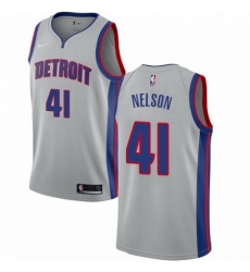 Mens Nike Detroit Pistons 41 Jameer Nelson Authentic Silver NBA Jersey Statement Edit 
