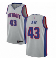 Mens Nike Detroit Pistons 43 Grant Long Authentic Silver NBA Jersey Statement Edition
