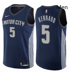 Mens Nike Detroit Pistons 5 Luke Kennard Authentic Navy Blue NBA Jersey City Edition 