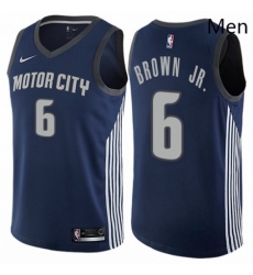 Mens Nike Detroit Pistons 6 Bruce Brown Jr Swingman Navy Blue NBA Jersey City Edition 