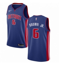 Mens Nike Detroit Pistons 6 Bruce Brown Jr Swingman Royal Blue NBA Jersey Icon Edition 