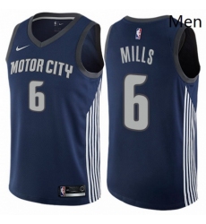 Mens Nike Detroit Pistons 6 Terry Mills Authentic Navy Blue NBA Jersey City Edition
