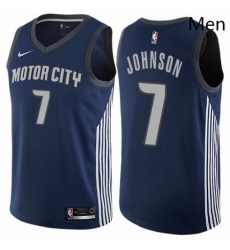 Mens Nike Detroit Pistons 7 Stanley Johnson Swingman Navy Blue NBA Jersey City Edition