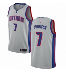 Mens Nike Detroit Pistons 7 Stanley Johnson Swingman Silver NBA Jersey Statement Edition