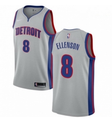 Mens Nike Detroit Pistons 8 Henry Ellenson Swingman Silver NBA Jersey Statement Edition