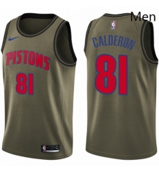 Mens Nike Detroit Pistons 81 Jose Calderon Swingman Green Salute to Service NBA Jersey 