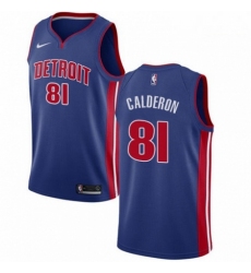 Mens Nike Detroit Pistons 81 Jose Calderon Swingman Royal Blue NBA Jersey Icon Edition 