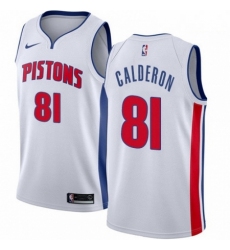Mens Nike Detroit Pistons 81 Jose Calderon Swingman White NBA Jersey Association Edition 