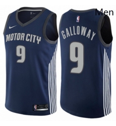 Mens Nike Detroit Pistons 9 Langston Galloway Authentic Navy Blue NBA Jersey City Edition 
