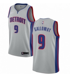 Mens Nike Detroit Pistons 9 Langston Galloway Swingman Silver NBA Jersey Statement Edition 