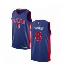 Womens Detroit Pistons 8 Markieff Morris Authentic Royal Blue Basketball Jersey Icon Edition 