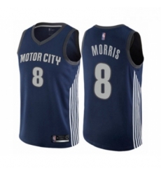 Womens Detroit Pistons 8 Markieff Morris Swingman Navy Blue Basketball Jersey City Edition 