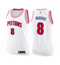 Womens Detroit Pistons 8 Markieff Morris Swingman White Pink Fashion Basketball Jersey 