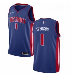 Womens Nike Detroit Pistons 1 Allen Iverson Swingman Royal Blue Road NBA Jersey Icon Edition