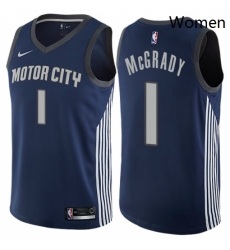 Womens Nike Detroit Pistons 1 Tracy McGrady Swingman Navy Blue NBA Jersey City Edition