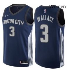 Womens Nike Detroit Pistons 3 Ben Wallace Swingman Navy Blue NBA Jersey City Edition