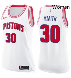 Womens Nike Detroit Pistons 30 Joe Smith Swingman WhitePink Fashion NBA Jersey