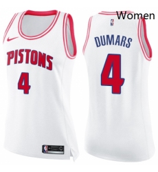 Womens Nike Detroit Pistons 4 Joe Dumars Swingman WhitePink Fashion NBA Jersey