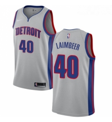Womens Nike Detroit Pistons 40 Bill Laimbeer Authentic Silver NBA Jersey Statement Edition