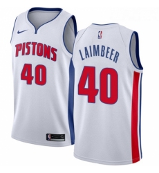 Womens Nike Detroit Pistons 40 Bill Laimbeer Authentic White Home NBA Jersey Association Edition
